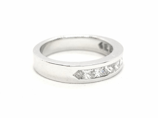 Bague 53 Bague Demie alliance Or blanc Diamant 58 Facettes 578777RV