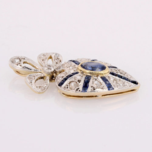 Pendentif Pendentif ancien saphir diamants coeur 58 Facettes 23-113