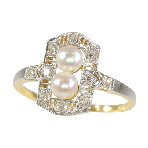 Bague 52 Bague de fiançailles diamant perle Art Déco 58 Facettes 23271-0580