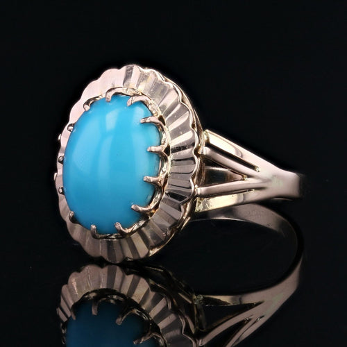 Bague 54 Bague vintage turquoise or rose 58 Facettes 23-001