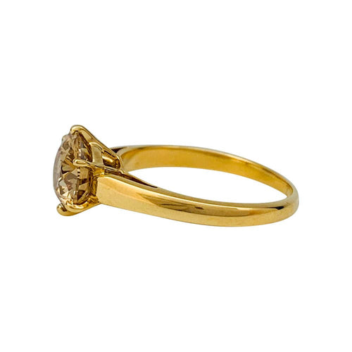 Bague 54 Solitaire or jaune, diamant brun 1,91 cts. 58 Facettes 31293
