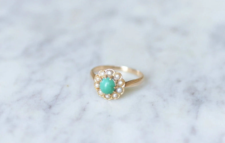 Bague Bague Marguerite turquoise & perles 58 Facettes