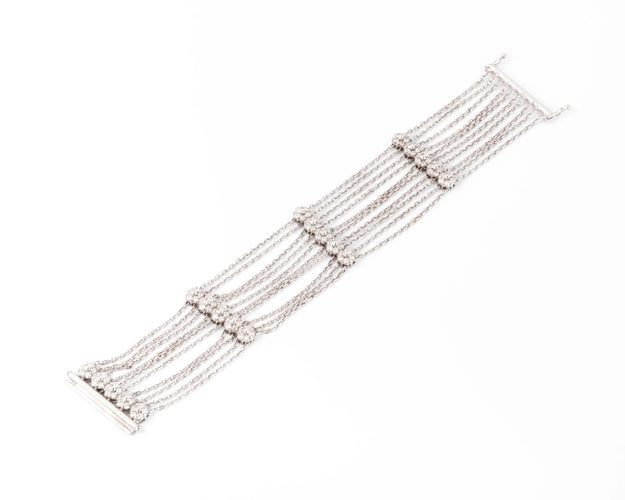 Bracelet Bracelet or gris et diamant motifs avec des fleurs 58 Facettes