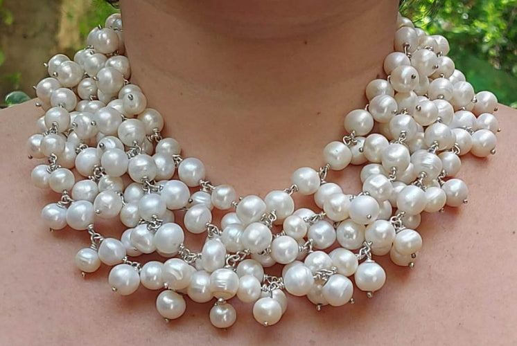 Collier Silver and Pearl Necklace 58 Facettes