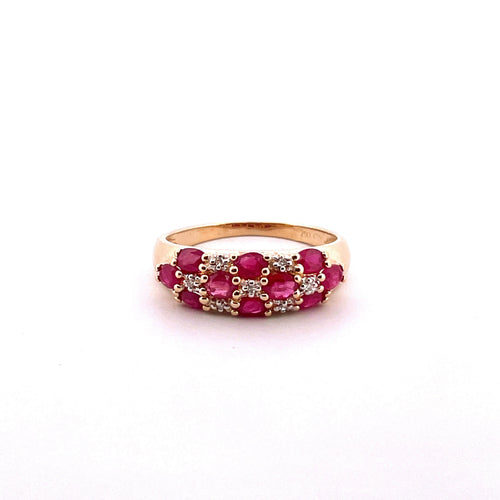 Bague Bague en Or jaune rubis & diamants 58 Facettes