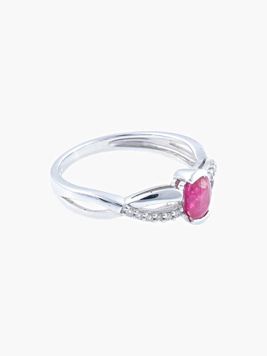 Bague 52 BAGUE OR BLANC RUBIS ET DIAMANTS 58 Facettes
