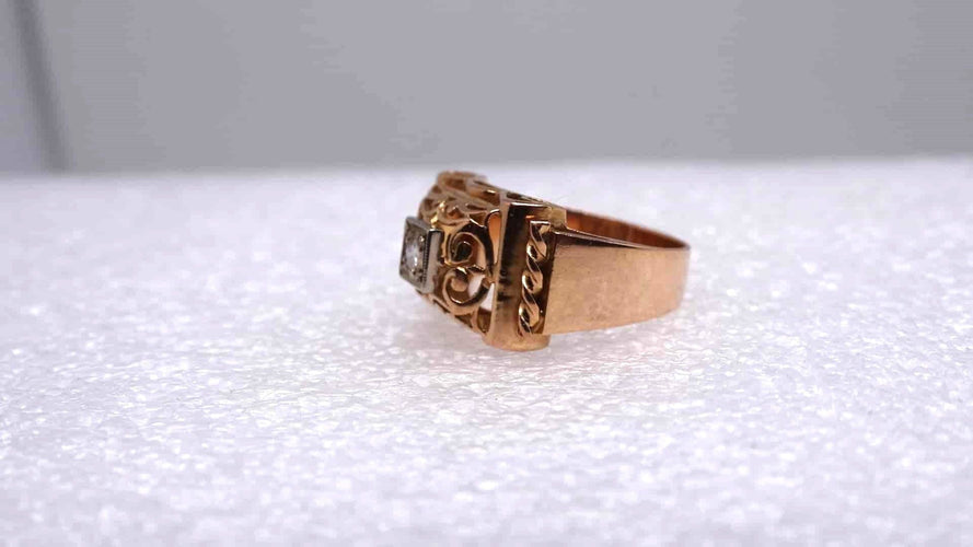 Bague 49 Bague Tank or et diamant 58 Facettes 11924