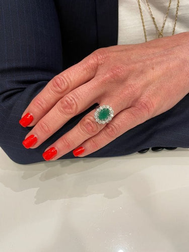 Bague BAGUE MARGUERITE ÉMERAUDE ET DIAMANTS 58 Facettes 045831
