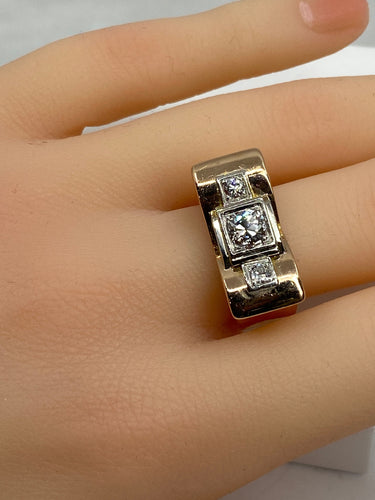 Bague Bague TANK en or jaune & diamants 58 Facettes