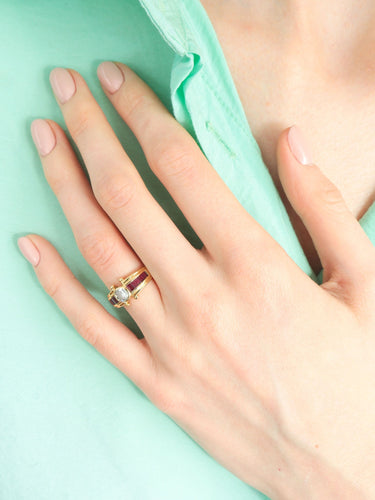 Bague BAGUE VINTAGE RUBIS & DIAMANTS 58 Facettes BO/130003