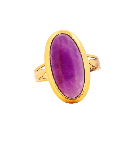 Bague 56 Bague vintage or jaune 18 carats et jade lavande 58 Facettes