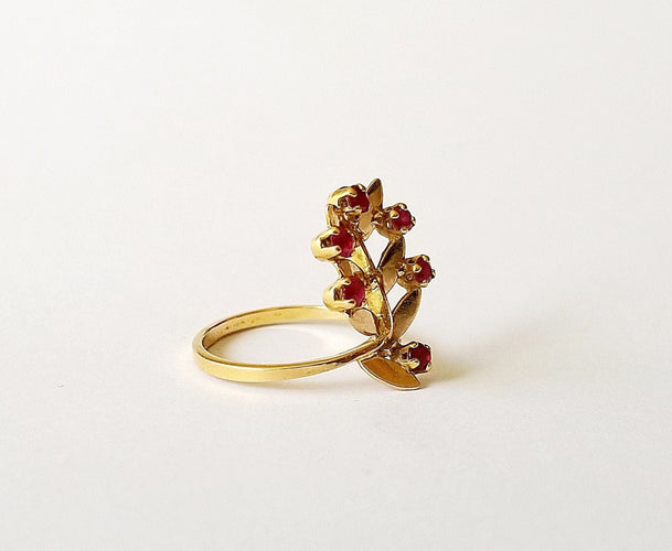 Bague 53 Bague Palme Or Jaune et Rubis 58 Facettes