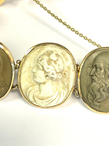 Bracelet Bracelet ancien vers 1800, camées pierre de lave et or jaune 58 Facettes