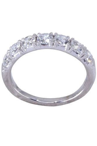 Bague 51 Demi-alliance or blanc diamants 58 Facettes 079291