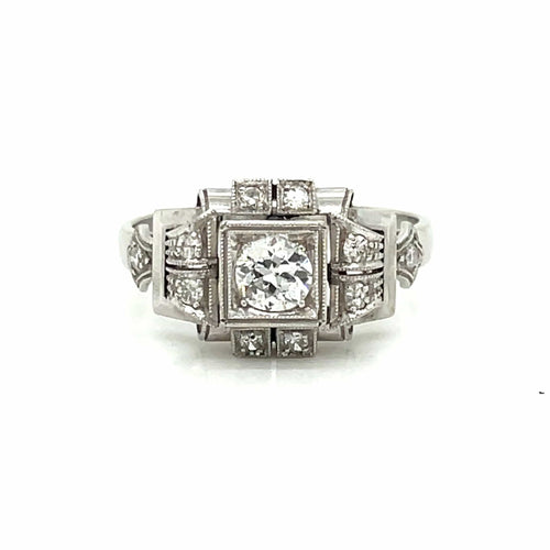 Bague 57 Bague Art déco Or Diamant 58 Facettes