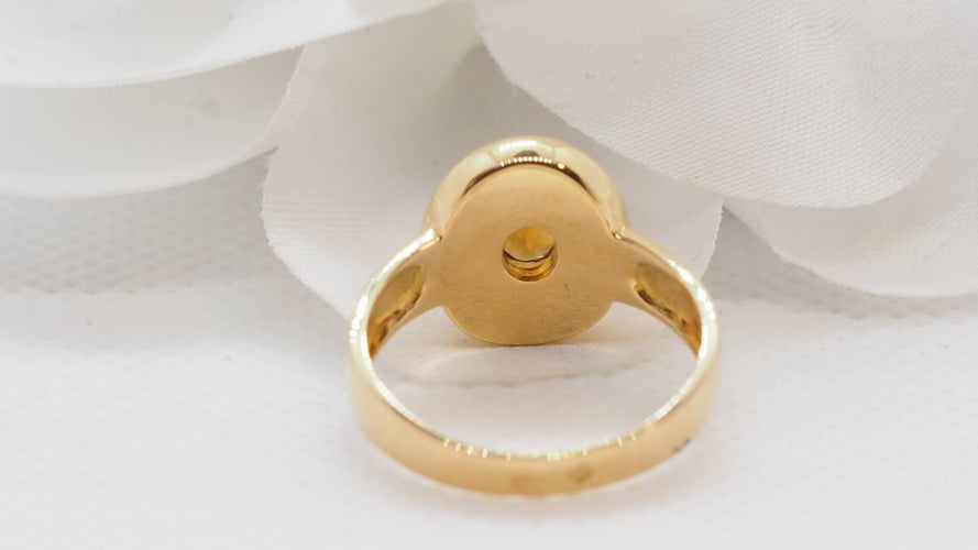 Bague 54.5 Bague Clozeau or jaune citrine diamants résine 58 Facettes