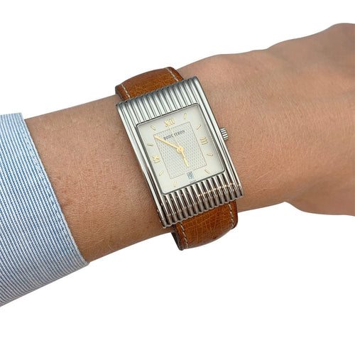 Montre Montre Boucheron, "Reflet", en acier sur bracelet cuir. 58 Facettes 31817