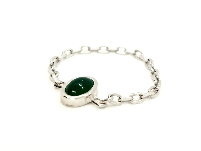 Bague 55 Bague Chaînette Or blanc Agate 58 Facettes 843307CD