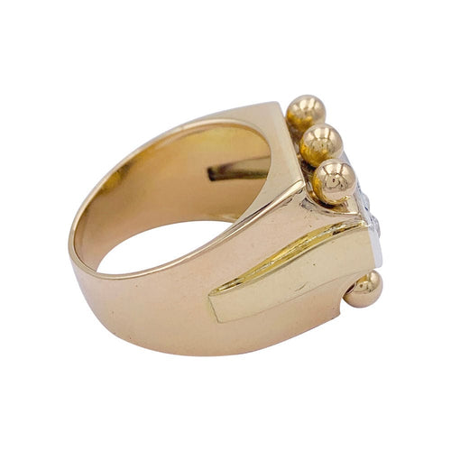Bague 56 Bague Tank en or jaune, platine, diamants. 58 Facettes 32312