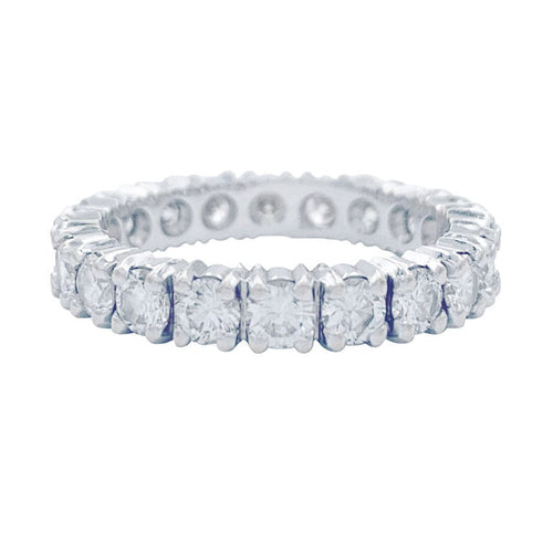 Bague 56 Alliance tour complet or blanc, diamants. 58 Facettes 32378