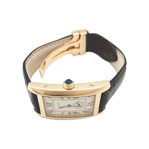 Montre Montre Cartier "Tank Américaine" en or jaune sur cuir. 58 Facettes 31091