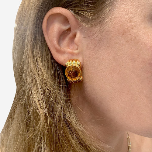 Boucles d'oreilles Boucles d'oreilles Fred, or jaune et citrines. 58 Facettes 31670