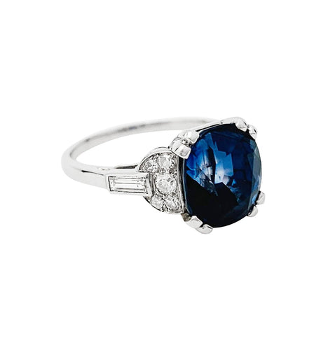 Bague 53 Bague saphir 6.67 carats, platine et diamants. 58 Facettes 30768