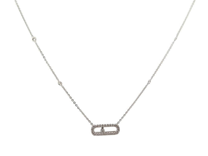 Collier collier MESSIKA move uno pave 04708-wg 35 a 42 cm or blanc 58 Facettes 252149