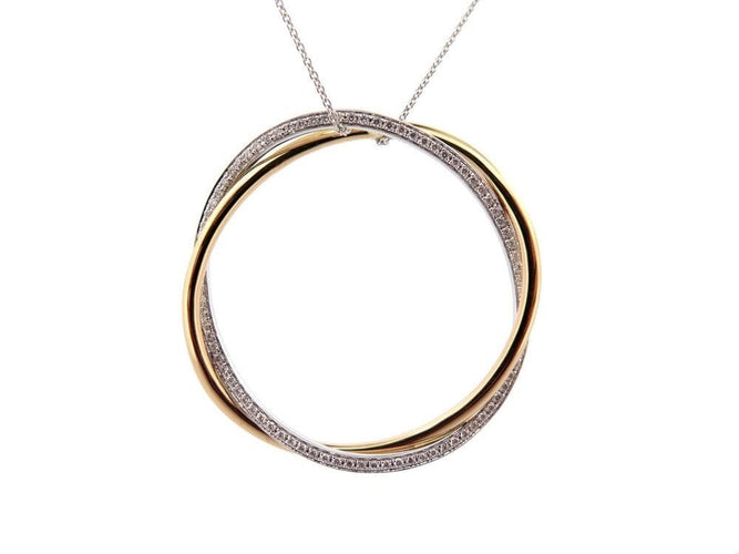 Collier collier POIRAY POIRAY tresse gm en or jaune & blanc diamants 58 Facettes 249003