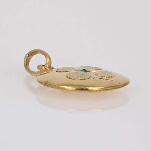 Pendentif Pendentif or jaune trèfle à 4 feuilles émeraude 58 Facettes 21-310