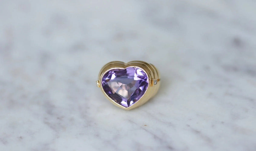 Bague Bague boule coeur améthyste et diamants 58 Facettes