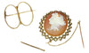 Broche Broche camée or, perles émail noir 58 Facettes 19176-0039