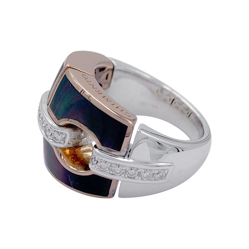 Bague 56 Bague Chimento or, nacre et diamants. 58 Facettes 32401