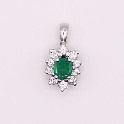 Pendentif Pendentif marguerite émeraude et diamants 58 Facettes