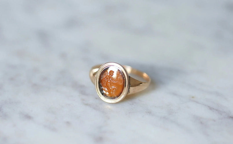 Bague Bague intaille Cupidon cornaline 58 Facettes