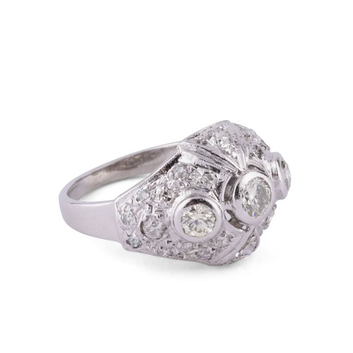 Bague Bague dôme en platine, diamants 58 Facettes 1