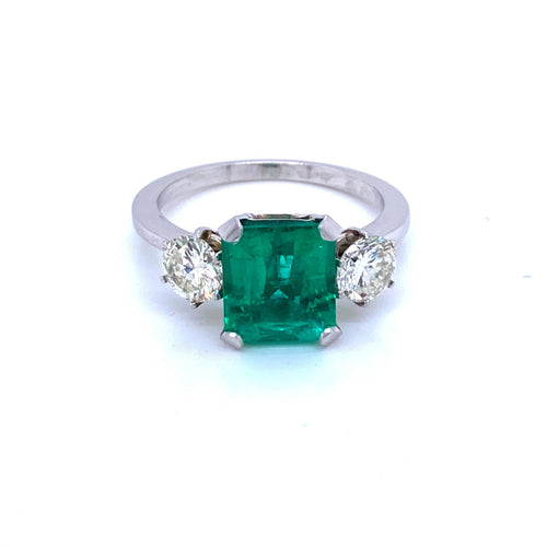 Bague Bague Platine Diamant Emeraude Colombienne 58 Facettes
