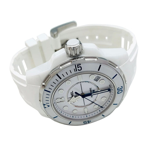 Montre Montre Chanel "J12 Marine" en acier et céramique et caoutchouc blanc. 58 Facettes 30565