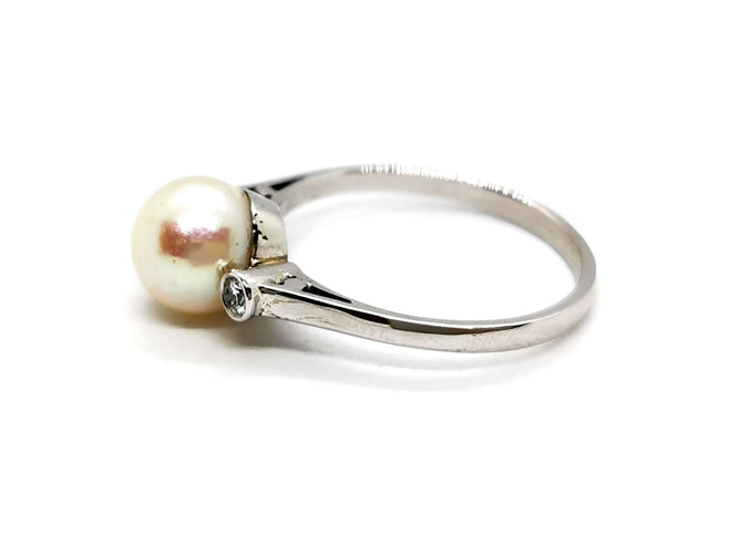 Bague 57 Bague Or blanc Perle 58 Facettes 1091909CD