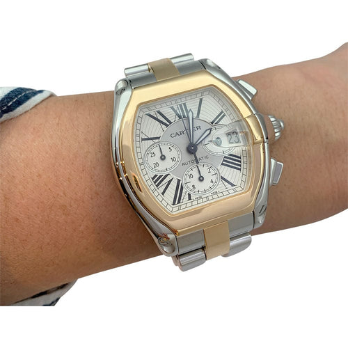 Montre Montre Cartier, modèle "Roadster" en or jaune et acier. 58 Facettes 31092