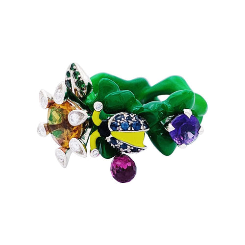 Bague 51 Bague Dior, "Milly Carnivora", laque, diamants, pierres de couleur. 58 Facettes 33130