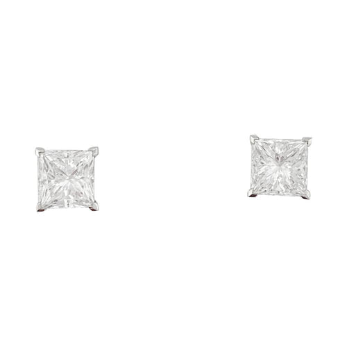 Boucles d'oreilles Boucles d'oreilles platine et diamants princesses. 58 Facettes 31938