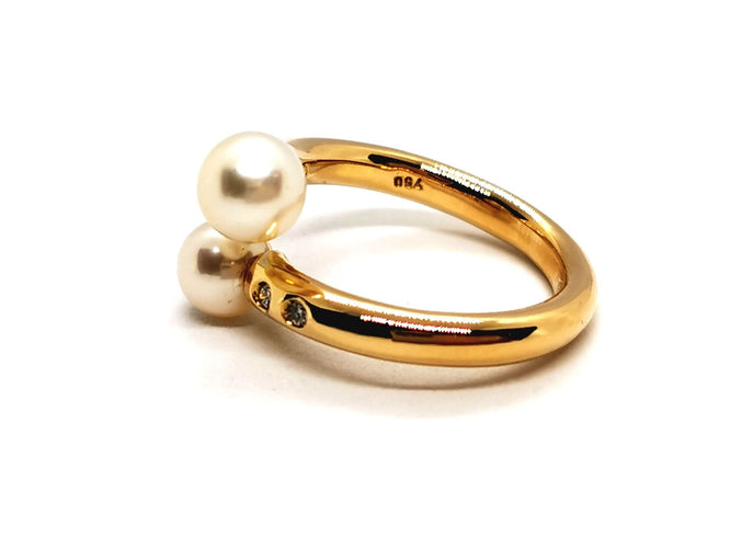 Bague 58 Bague Toi et Moi Or jaune Perle 58 Facettes 1161957CD