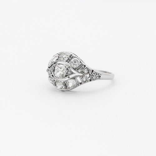 Bague 51 Bague Art Déco Diamants Platine 58 Facettes