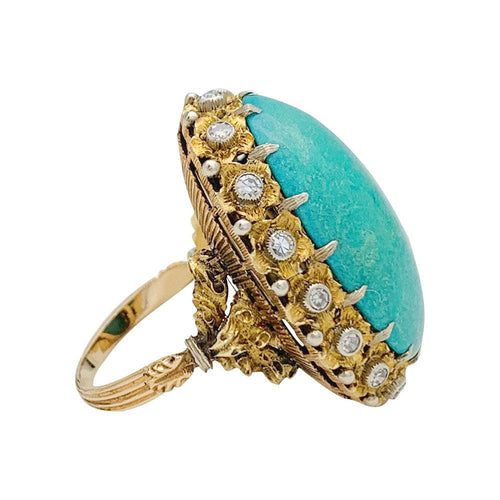 Bague 52 Bague Buccellati, trois ors, diamants, turquoise. 58 Facettes 31137