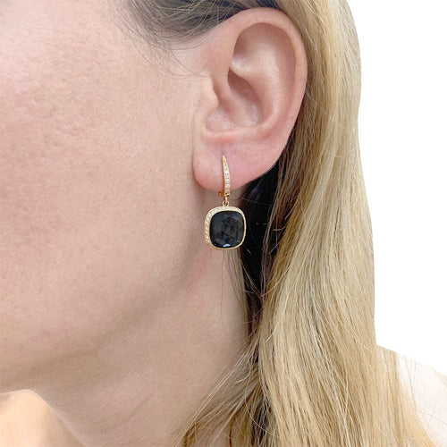 Boucles d'oreilles Boucles d'oreilles or rose, hématite, quartz, diamants. 58 Facettes 32895