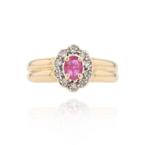 Bague 45 Bague fleur occasion rubis diamants 58 Facettes 21-189A