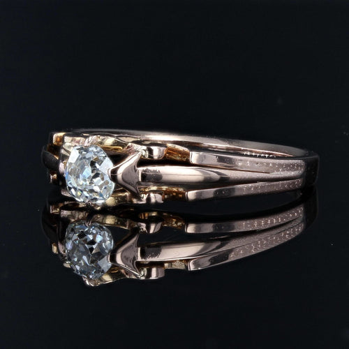Bague 55 Solitaire en or rose ancien diamant 58 Facettes 22-030