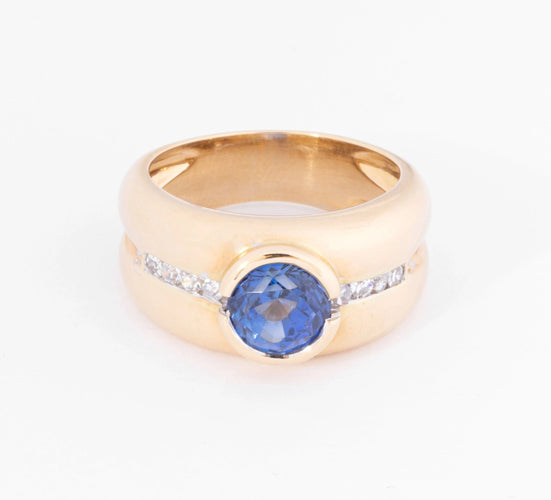 Bague Bague jonc or jaune saphir et diamant 58 Facettes 0