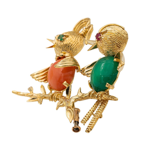 Broche Broche Oiseaux Or jaune Corail 58 Facettes 2737234CN